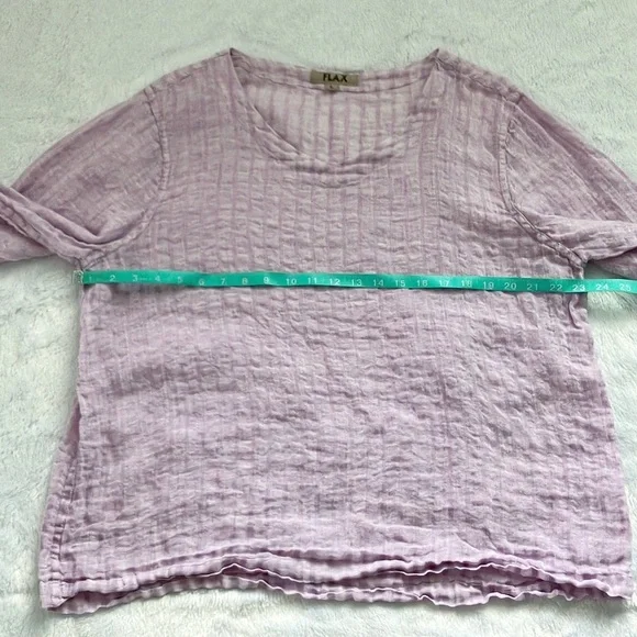 Flax Purple Linen Tunic Top, Size Large - Picture 2 of 7